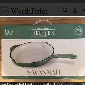 ENAMELED CAST IRON SKILLET 10.5 IN SAGE GREEN BEL-FER NEW SEALED BOX
